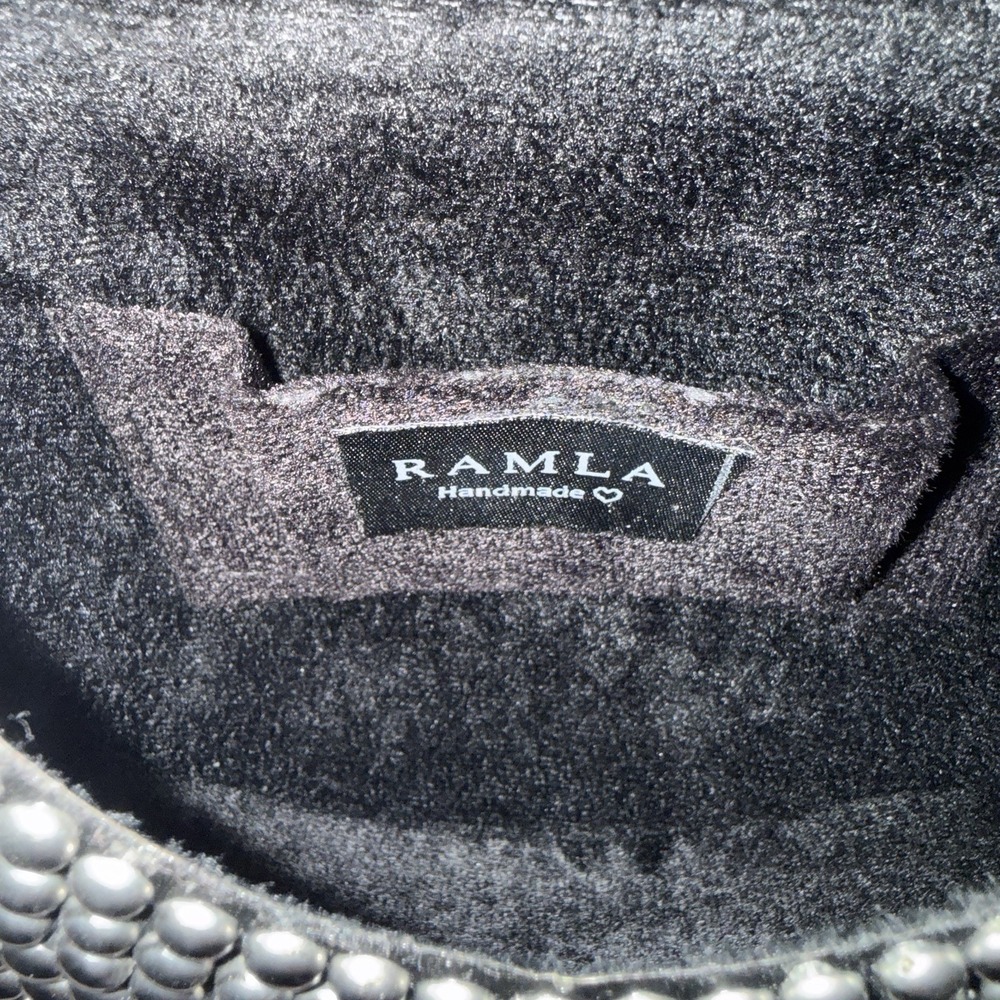 Ramla Bag Clutch Shoulder Bag Black Silver Metallic‎ Evening Party Handmade New - Picture 6 of 7